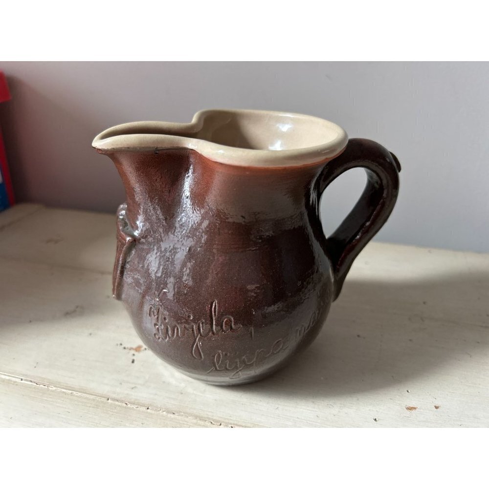 Portuguese Redware Pitcher with coat of arms 5' tall - Picture 4 of 14